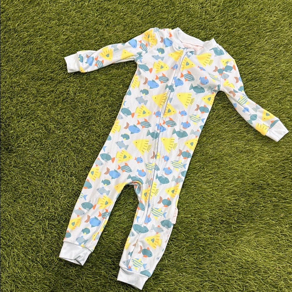 Mini Beam Footless Footie Pajamas - Fish Print